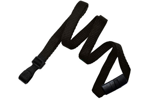 Brady | Black Bamboo 3/8" (10 mm) Lanyard with Breakaway And "No-Twist" Wide Plastic Hook (100 Lanyards)