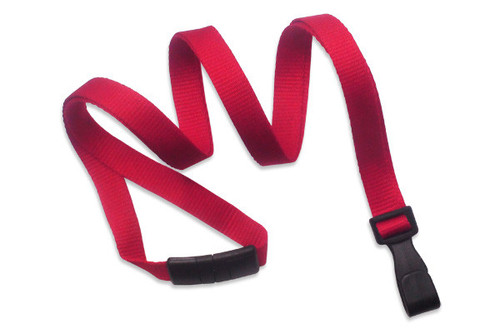 Brady | Red 3/8" (10 mm) Recycled P.E.T. Lanyard with Breakaway and "No-Twist" Wide Plastic Hook (100 Lanyards)