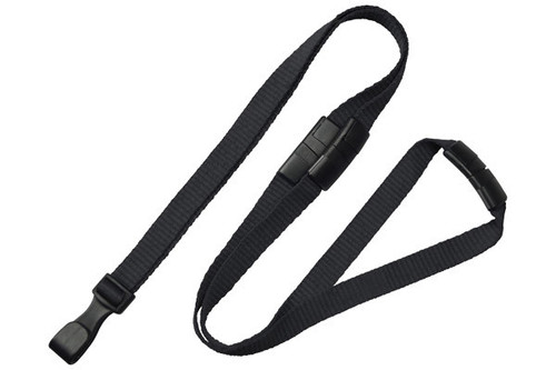 Brady | Black Recycled Pet 3/8" (10 mm) Flat Lanyard with Breakaway And "Twist-Free" Wide Plastic Hook (100 Lanyards)