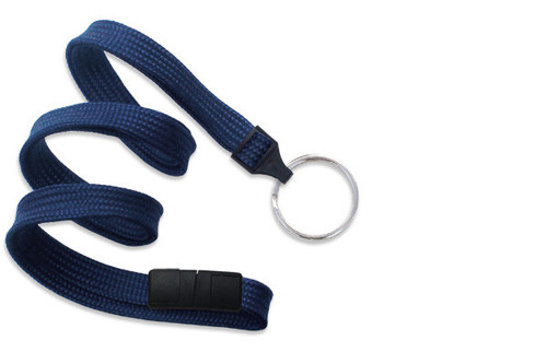 Brady | Navy Blue 3/8" (10 mm) Breakaway Lanyard with Nickel-Plated Steel Split Ring (100 Lanyards)