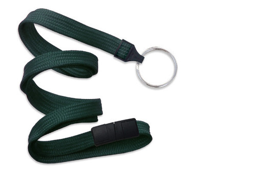 Brady | Forest Green 3/8" (10 mm) Breakaway Lanyard with Nickel-Plated Steel Split Ring (100 Lanyards)