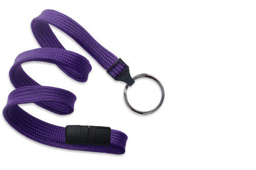Brady | Purple 3/8" (10 mm) Breakaway Lanyard with Black-Oxide Split Ring (100 Lanyards)