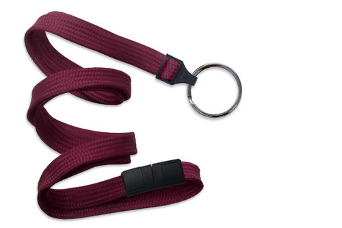 Brady | Maroon 3/8" (10 mm) Breakaway Lanyard with Black-Oxide Split Ring (100 Lanyards)