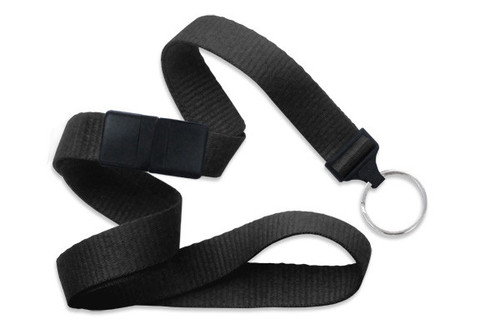 Brady | Black 5/8" (16 mm) Breakaway Lanyard with Nickel-Plated Steel Split Ring (100 Lanyards)