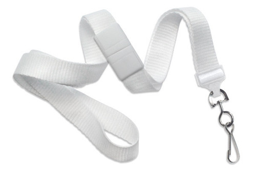 BRADY  WHITE 1/8 (3 mm) Lanyard with Breakaway & Nickel-Plated