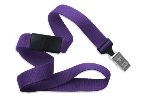 Brady | Purple 5/8" (16 mm) Breakaway Lanyard with Nickel-Plated Steel Bulldog Clip (100 Lanyards)