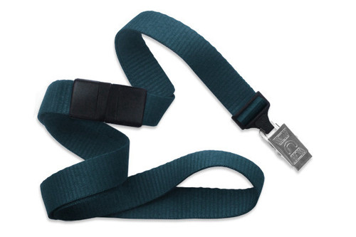 Brady | Teal  5/8" (16 mm) Breakaway Lanyard with Nickel-Plated Steel Bulldog Clip (100 Lanyards)