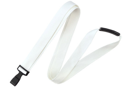 Brady | White 5/8" (16 mm) Lanyard with Breakaway & "No-Twist" Wide Plastic Hook (100 Lanyards)