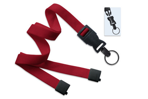 Brady | Red  5/8" (16 mm) Lanyard with Breakaway & DTACH Split Ring (100 Lanyards)