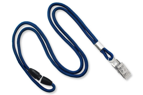 BRADY | NAVY BLUE   1/8" (3 mm) Lanyard with Breakaway & NPS Bulldog Clip  (100 Lanyards)