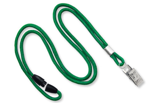 BRADY | GRASS GREEN 1/8" (3 mm) Lanyard with Breakaway & NPS Bulldog Clip  (100 Lanyards)