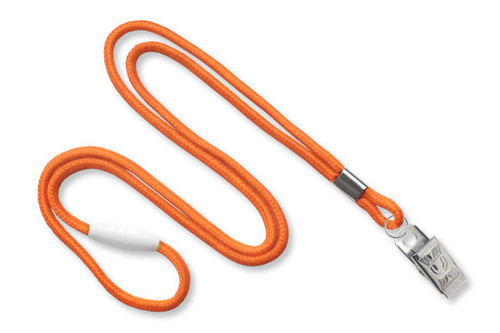 BRADY | ORANGE  1/8" (3 mm) Lanyard with Breakaway & NPS Bulldog Clip  (100 Lanyards)