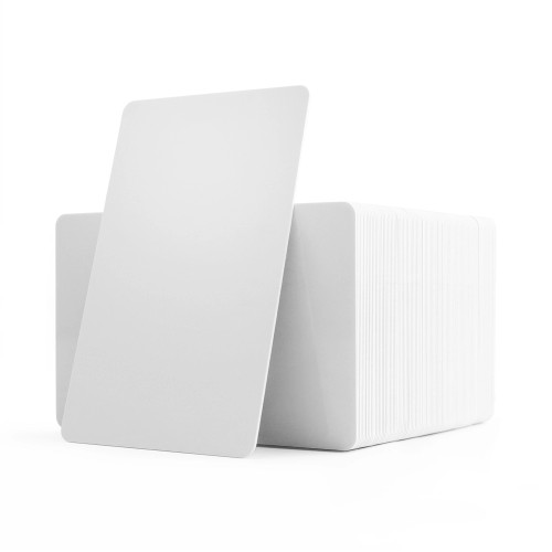 IDE | Blank White PVC Cards with Adhesive Backing, CR80 480mic/19mil  (100 Cards)