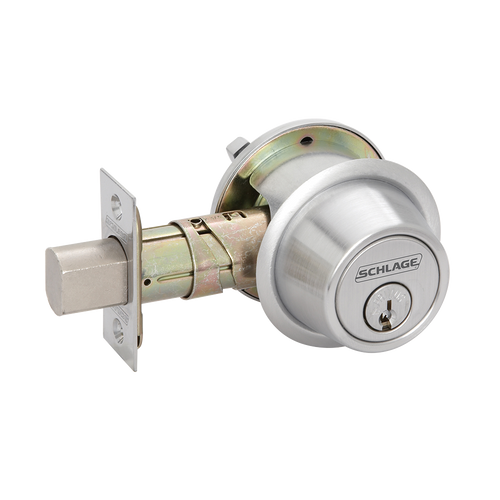 SCHLAGE | Door Deadbolt Lock, ANSI: Grade 2, Function: Thumbturn, US15 Satin Nickel, Boxed, UL Listed