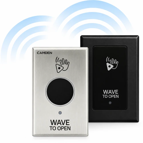 Camden CM-331/44S SureWave wired touchless door activation switch with hand icon and wheelchair symbol
