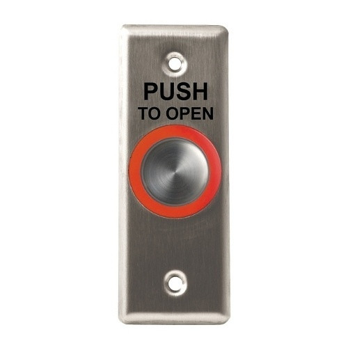 CAMDEN | CM-9610/3 Illuminated Piezoelectric Push/Exit Switch, Narrow, Push to Open, Bright Stainless Steel
