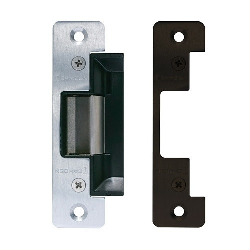 CAMDEN | CX-ED1379 Universal Electric Strike for Narrow Stile Aluminum Door Frames, Includes Aluminum and Dark Bronze Faceplates