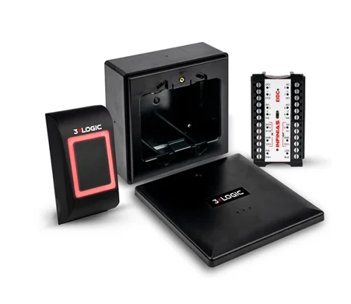 3XLOGIC | 3xLOGIC S-DOOR-KIT-SQ-W INFINIAS Single Door Add Kit with Wiegand Reader, Strike and Sensors, White