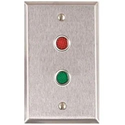 ALARM CONTROLS | RP-09L Wallplate, 1-Gang, 12/24 Volt DC, 19 Milliampere at 24 Volt DC, 2.75" Width x 4.5" Height, Stainless Steel, With 1/2" Red/Green LED, 6" Red/Black Lead