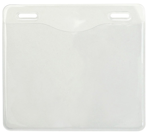 BRADY | 1815-1401 Clear Vinyl Horizontal Badge Holder with 2 Slot Holes, 4" x 3" (100 Holders)
