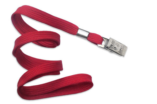 BRADY | 3/8" (10 mm) Red Lanyard with Nickel-Plated Steel Bulldog Clip (100 Lanyards)