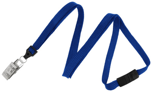 BRADY | Royal Blue 3/8" (10 mm) Breakaway Lanyard with Nickel-Plated Steel Bulldog Clip (100 lanyards)