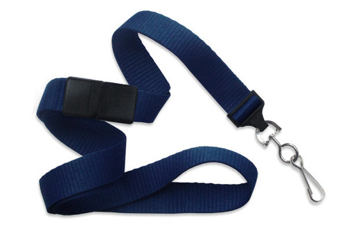 BRADY | Navy Blue 5/8" (16 mm) Breakaway Lanyard with Nickel-Plated Steel Swivel Hook (100 Lanyards)
