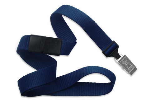 BRADY | Navy Blue 5/8" (16 mm) Breakaway Lanyard with Nickel-Plated Steel Bulldog Clip (100 Lanyards)