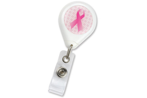 BRADY | White Premium Badge Reel with Pink Awareness Ribbon  (100 Pieces)