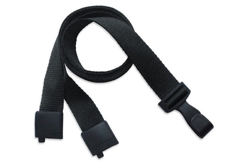 BRADY | Black Recycled P.E.T. 5/8" (16 mm) Lanyard with Breakaway and "No-Twist" Wide Plastic Hook (100 Lanyards)