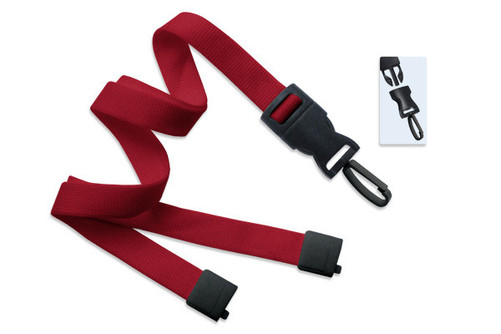BRADY | Red  5/8" (16 mm) Lanyard with Breakaway & DTACH Plastic Swivel Hook (100 Lanyards)