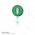 Green retractable badge reel with clear vinyl strap for secure ID badge display