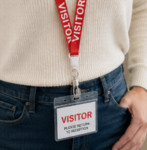 Visitor Wearing BRADY Visitor Lanyard