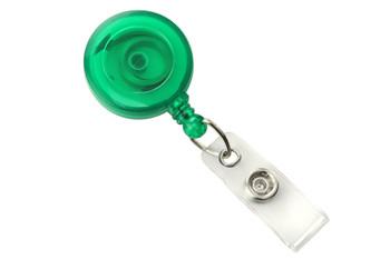 Translucent Green Round Badge Reel With Strap And Slide Clip