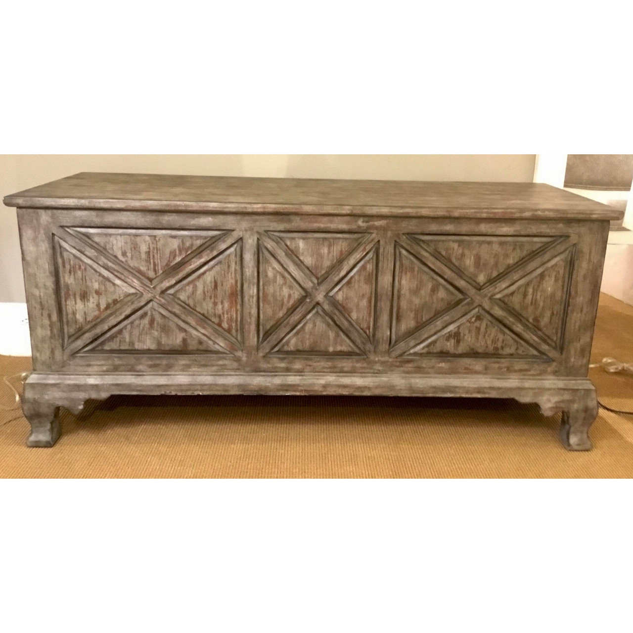 Rustic Gray Washed Storage Bench 14th Street Modern & Vintage Home