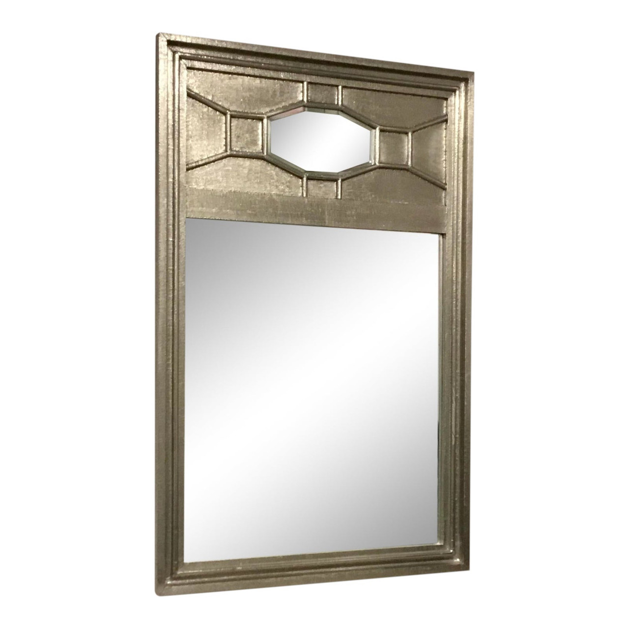 Modern Silver Metal Foil Clad Wood Greenbrier Wall Mirror - 14th