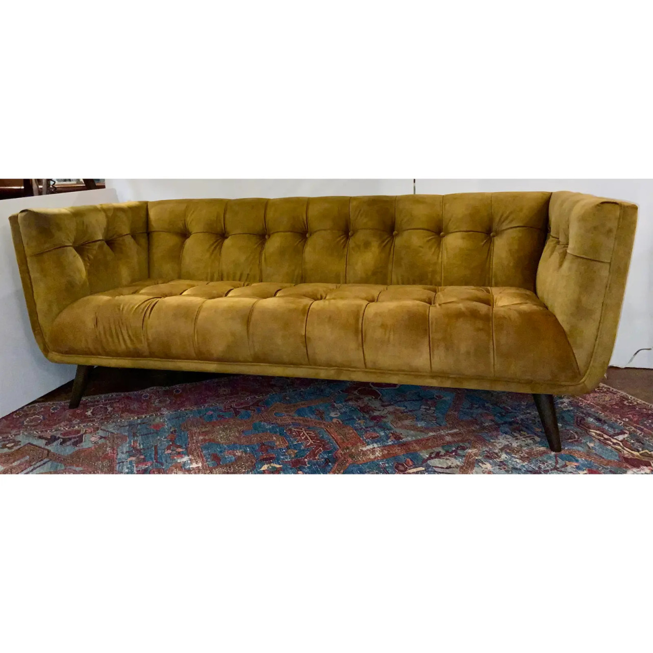 Modern Gold Velvet Tufted Sofa