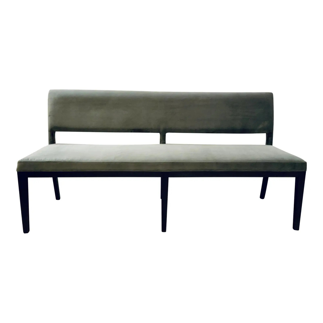 Modern Gray Velvet Dining Bench