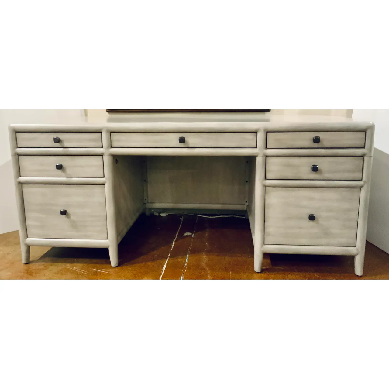 Modern Light Gray Wood Executive Desk