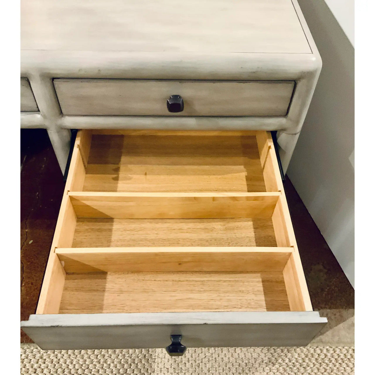 Modern Light Gray Wood Executive Desk