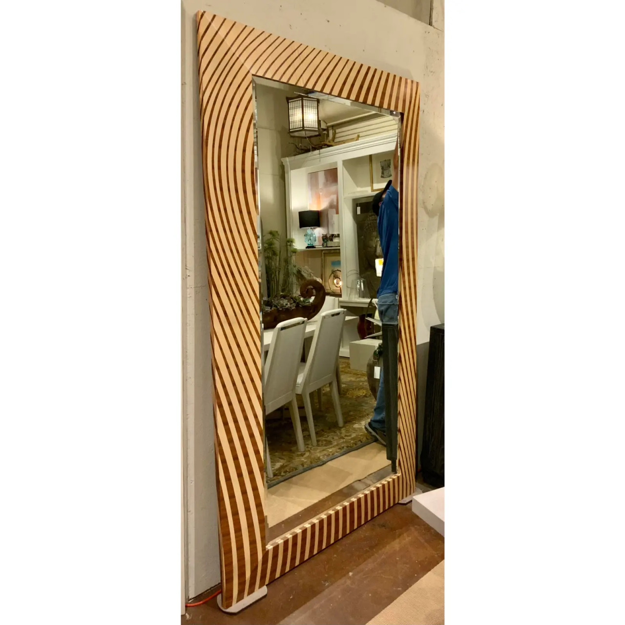 Theodore Alexander Modern Wood Inlay Full Length Mirror