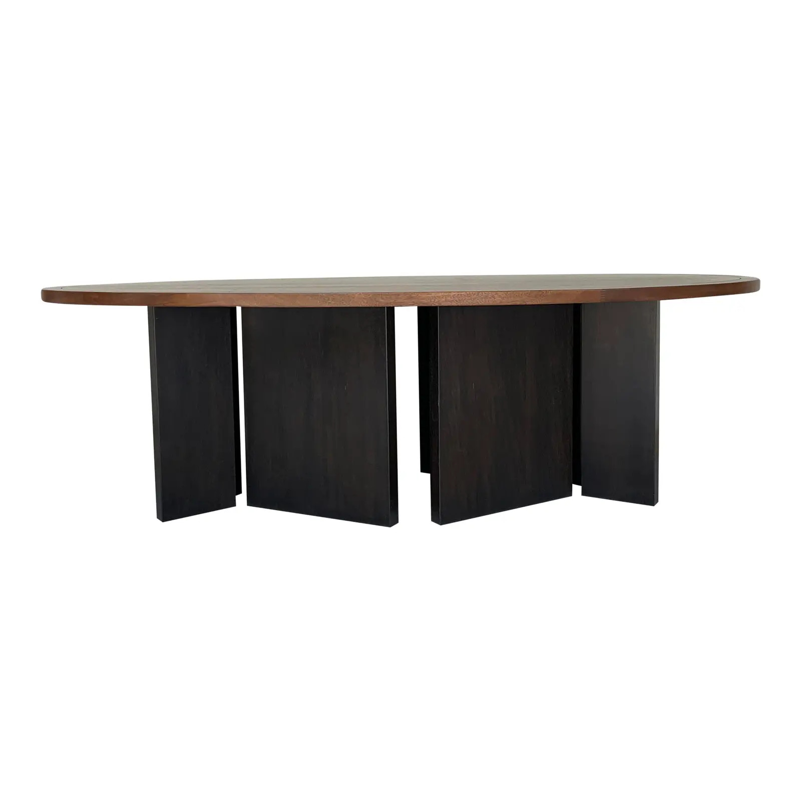 Walnut Finished Wood Oval Dining Table