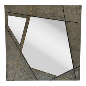 Jonathan Charles Mod Geometric Cerused Oak Finished Square Wall Mirror