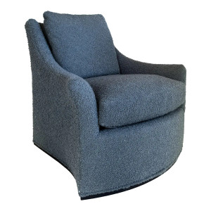 Theodore Alexander Modern Teal Boucle Swivel Chair