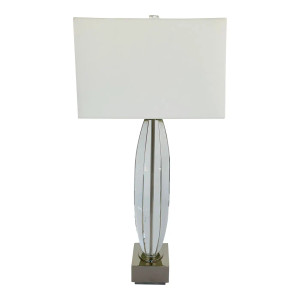 Revelation Modern Polished Nickel and Glass Sculptural Marianna Table Lamp