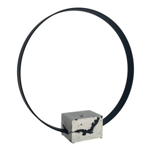 Contemporary Black and White Metal and Marble Ring Sculpture