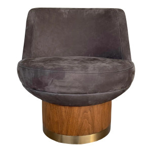 Global Views Modern Taupe Suede Brando Swivel Chair