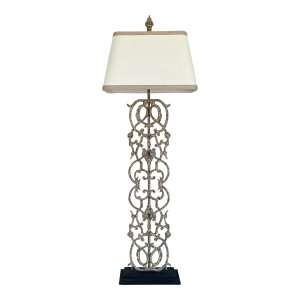 Currey & Company Transitional Aged Iron Scroll Floor Lamp