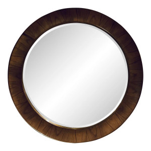 Jonathan Charles Modern Mahogany Finished Round Hamilton Wall Mirror