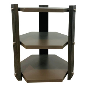 Theodore Alexander Modern Taupe Leather Hexagonal Theory Side Table
